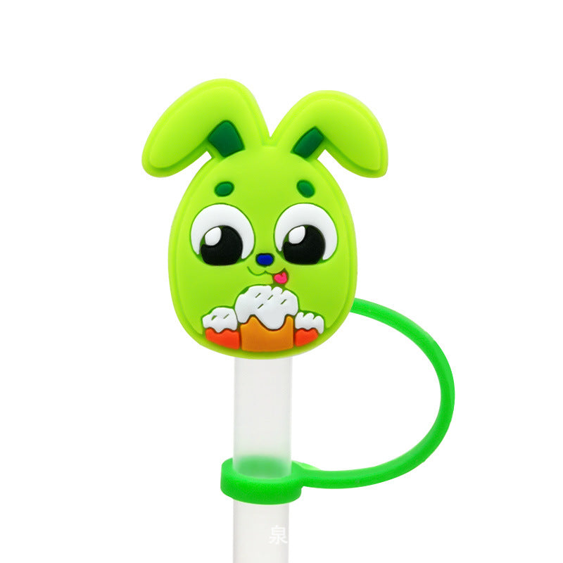 Wholesale of 10pcs Easter Cartoon Silicone Straw Sets